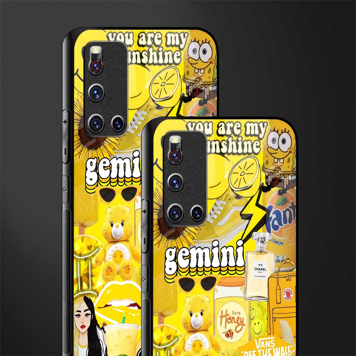 gemini aesthetic collage glass case for vivo v19 image-2