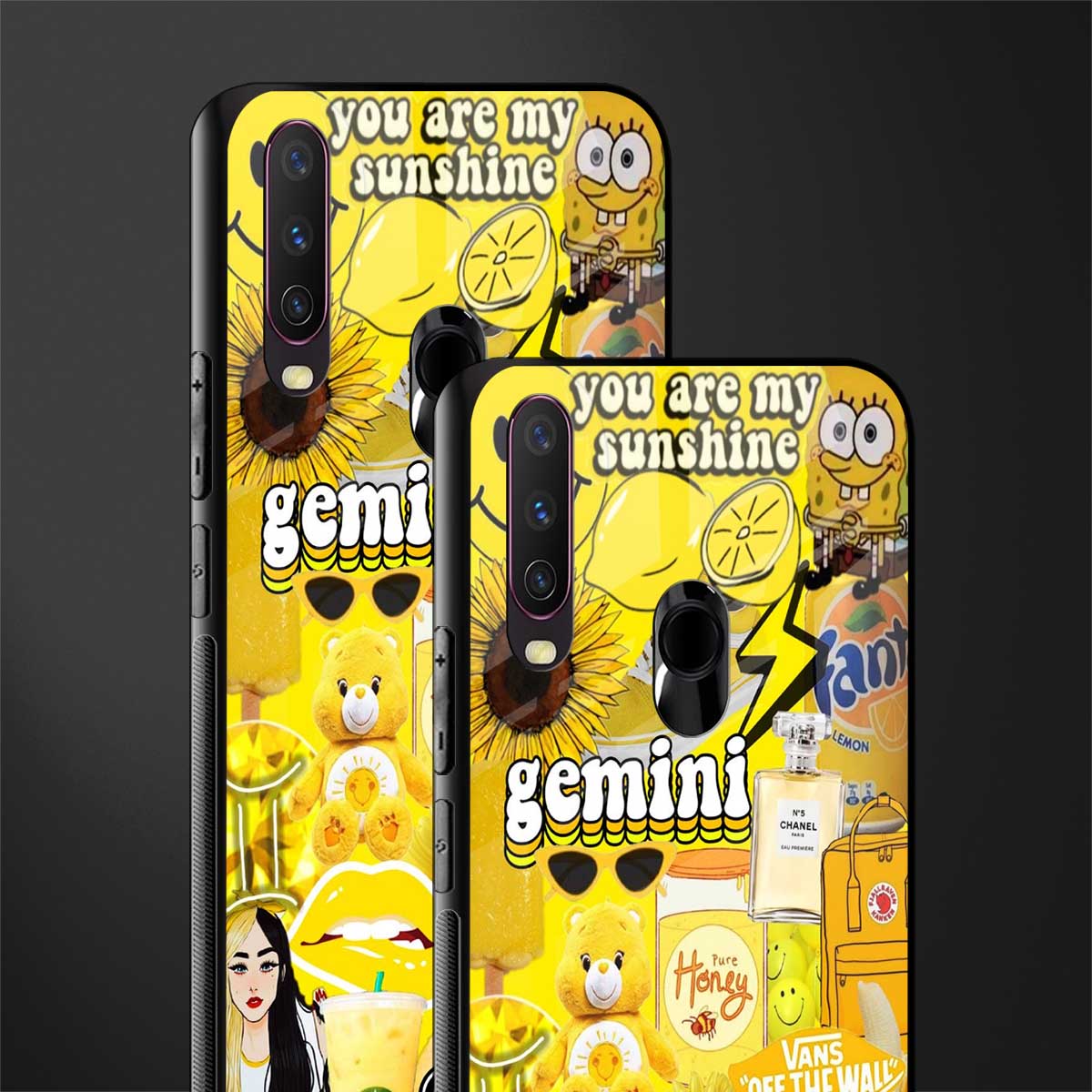 gemini aesthetic collage glass case for vivo y12 image-2