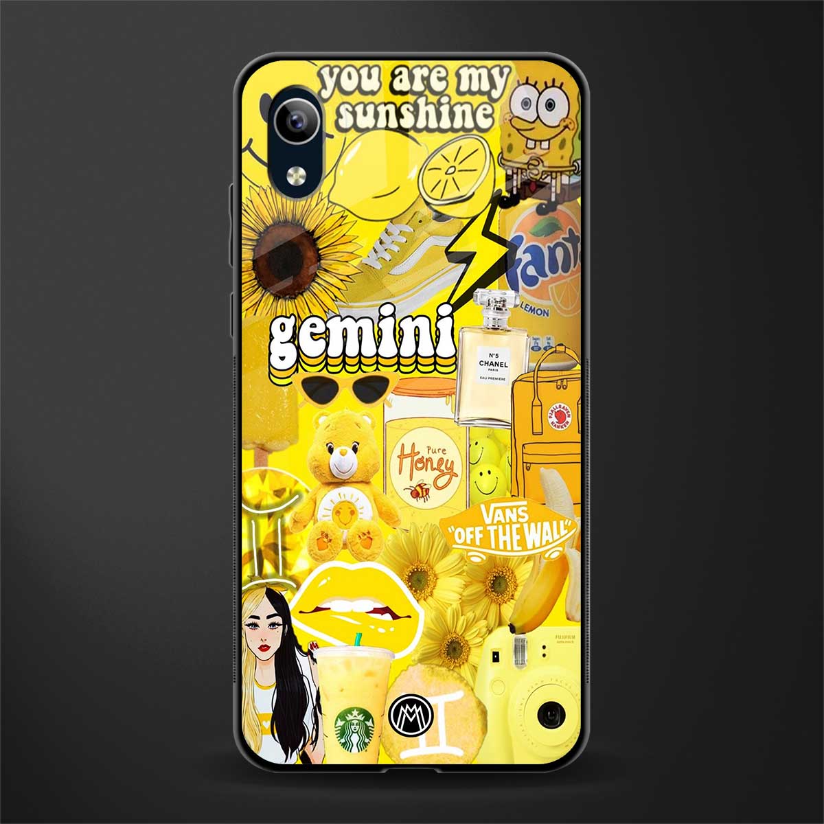 gemini aesthetic collage glass case for vivo y1s without fingerprint image
