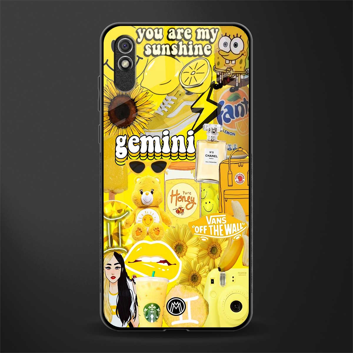 gemini aesthetic collage glass case for redmi 9i image