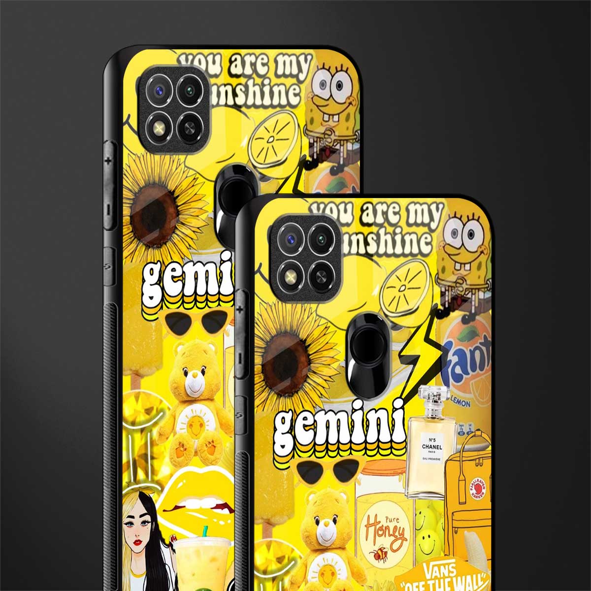 gemini aesthetic collage glass case for redmi 9c image-2