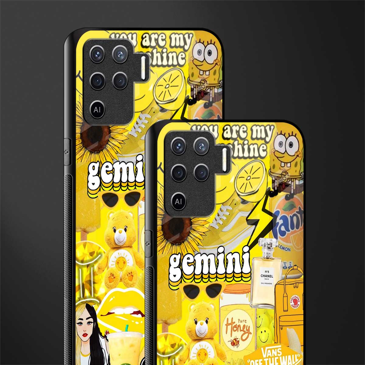 gemini aesthetic collage glass case for oppo f19 pro image-2