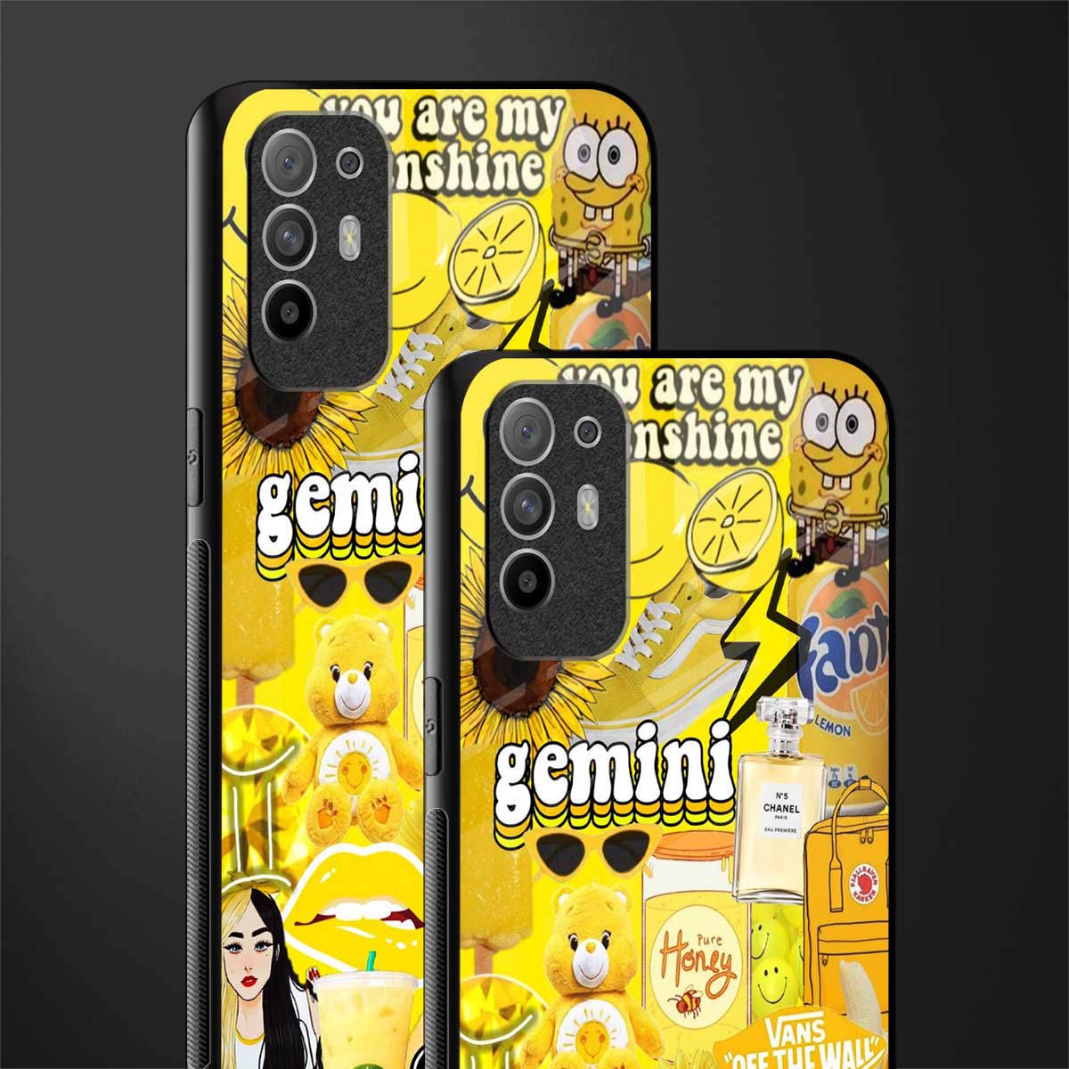 gemini aesthetic collage glass case for oppo f19 pro plus image-2