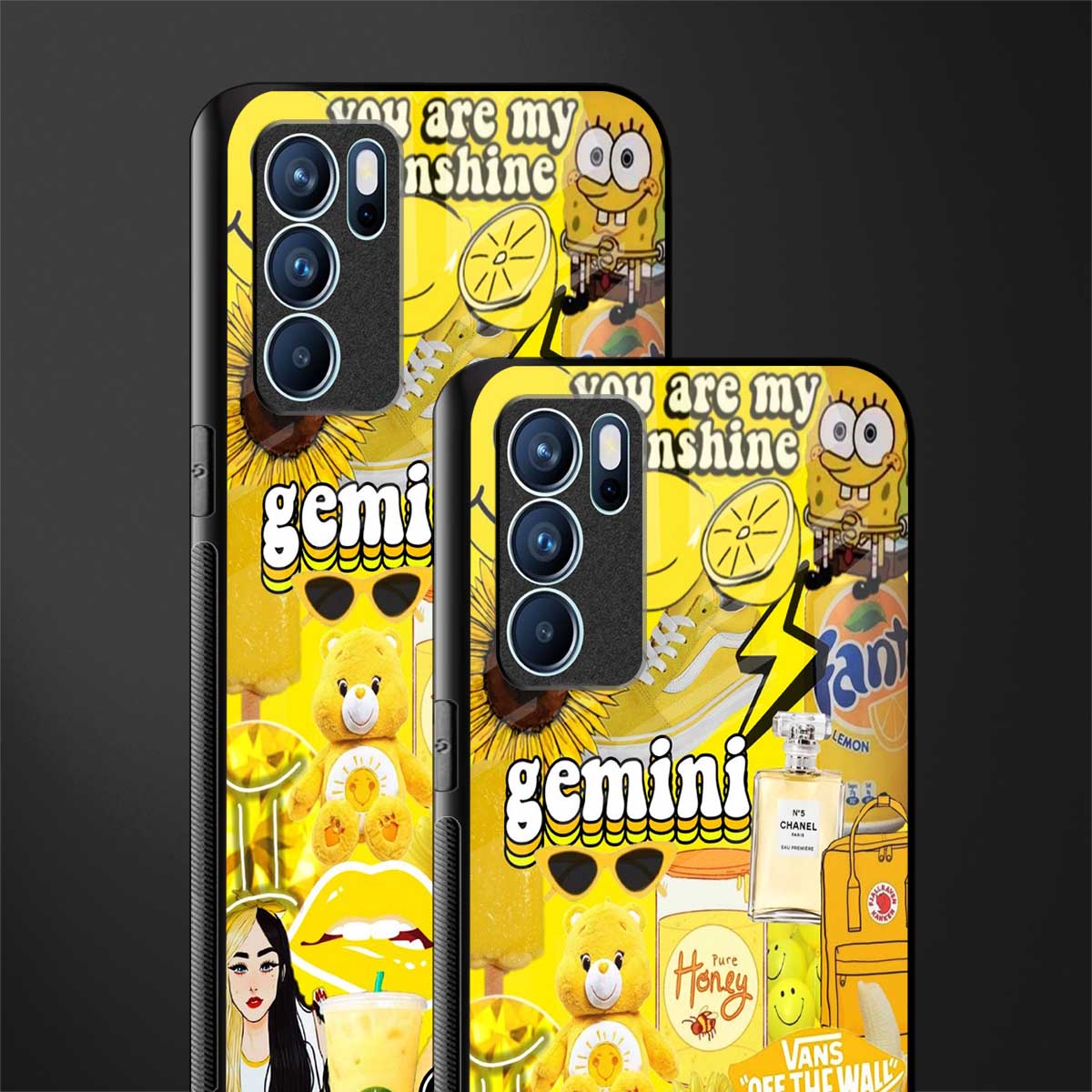 gemini aesthetic collage glass case for oppo reno6 5g image-2