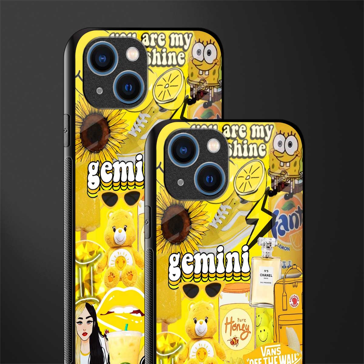 gemini aesthetic collage glass case for iphone 13 image-2