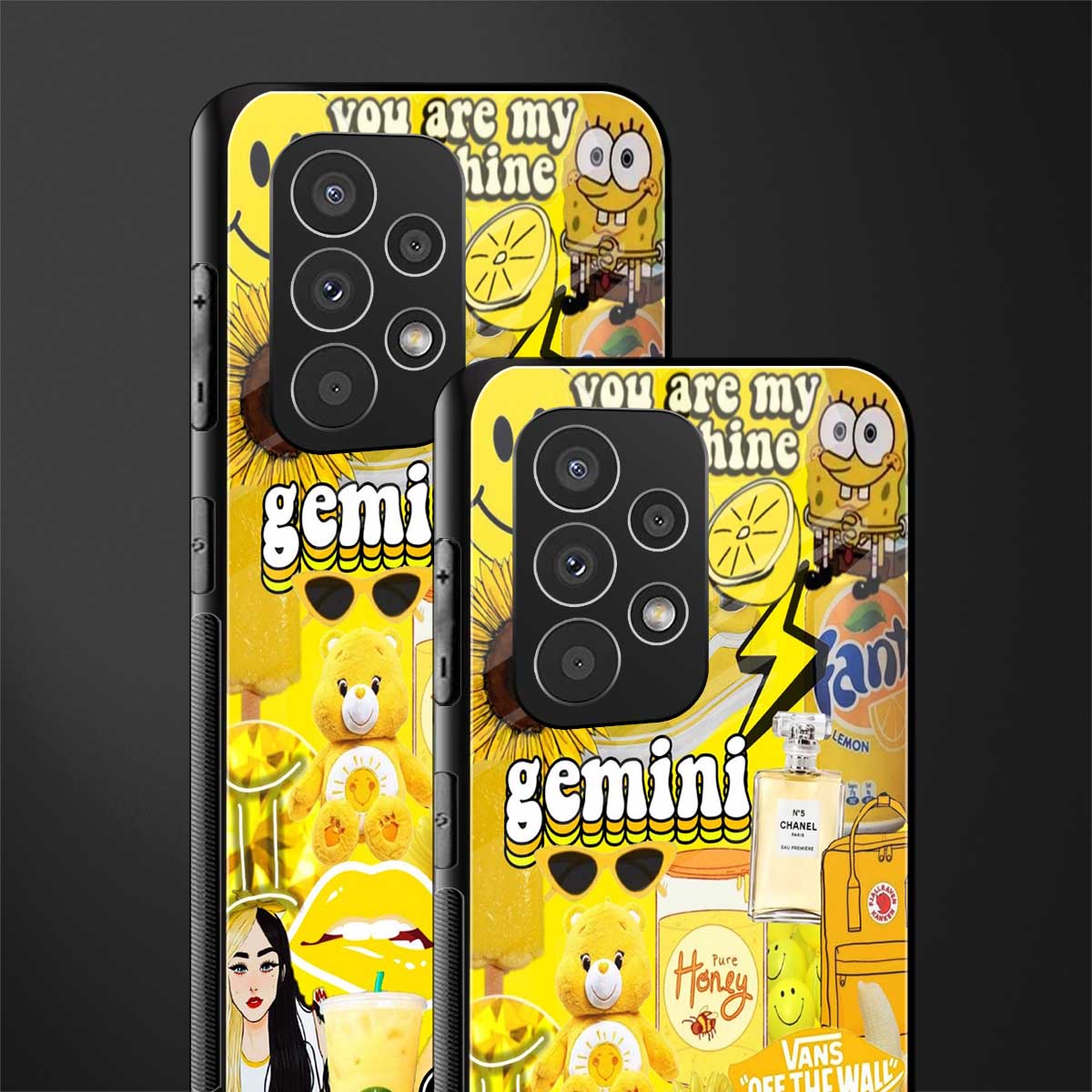 gemini aesthetic collage back phone cover | glass case for samsung galaxy a53 5g