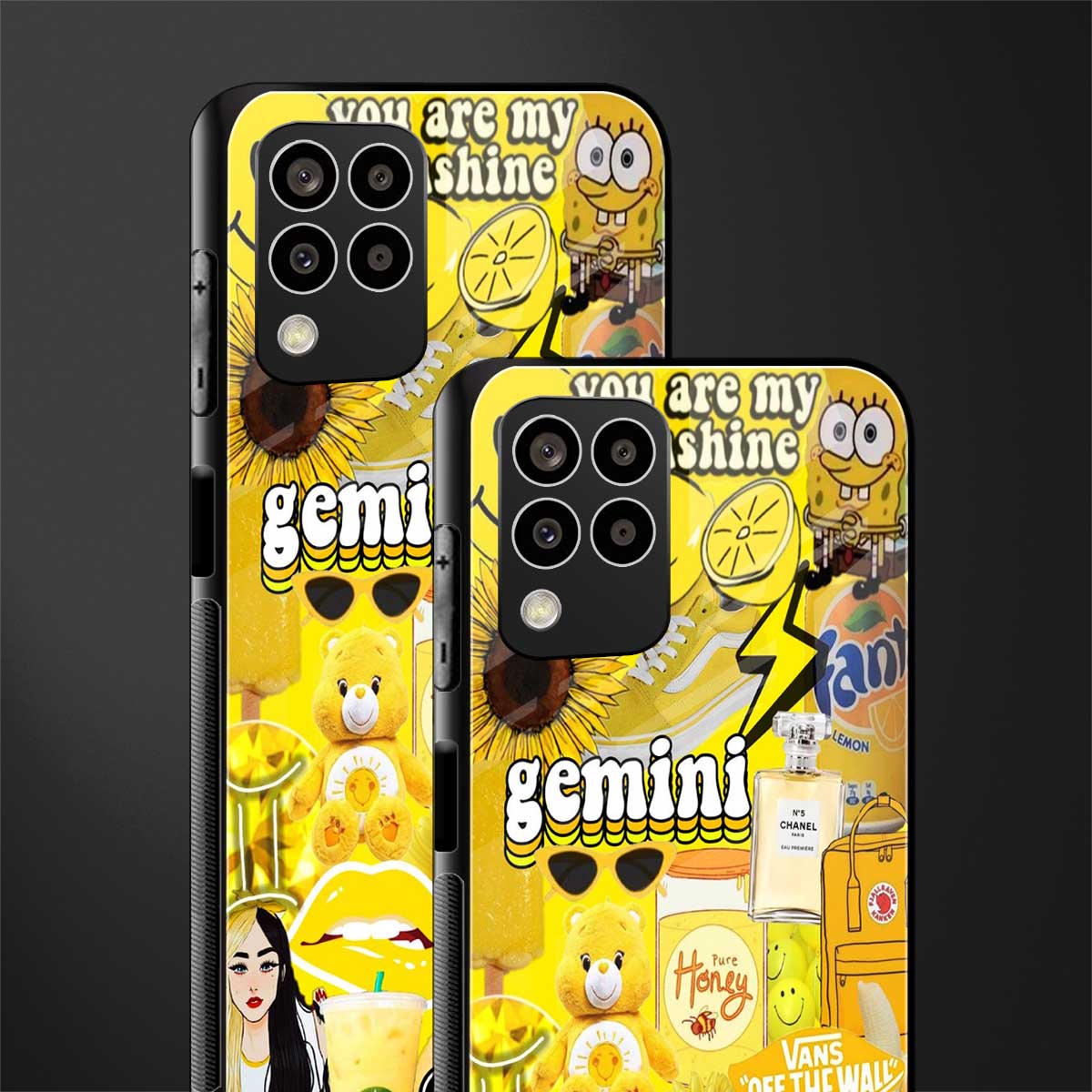 gemini aesthetic collage back phone cover | glass case for samsung galaxy m33 5g