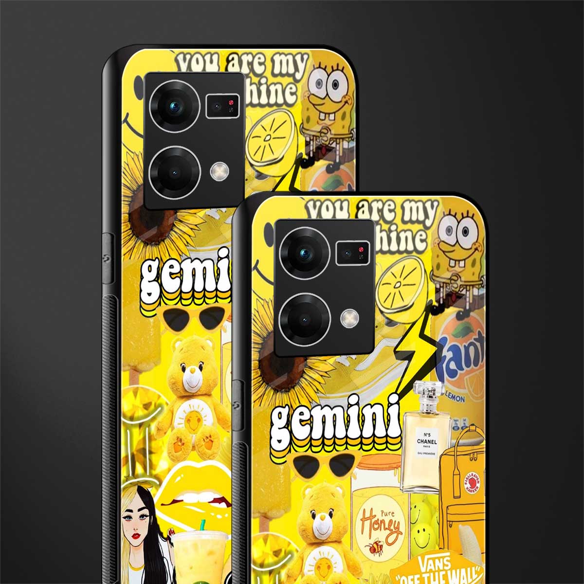 gemini aesthetic collage back phone cover | glass case for oppo f21 pro 4g