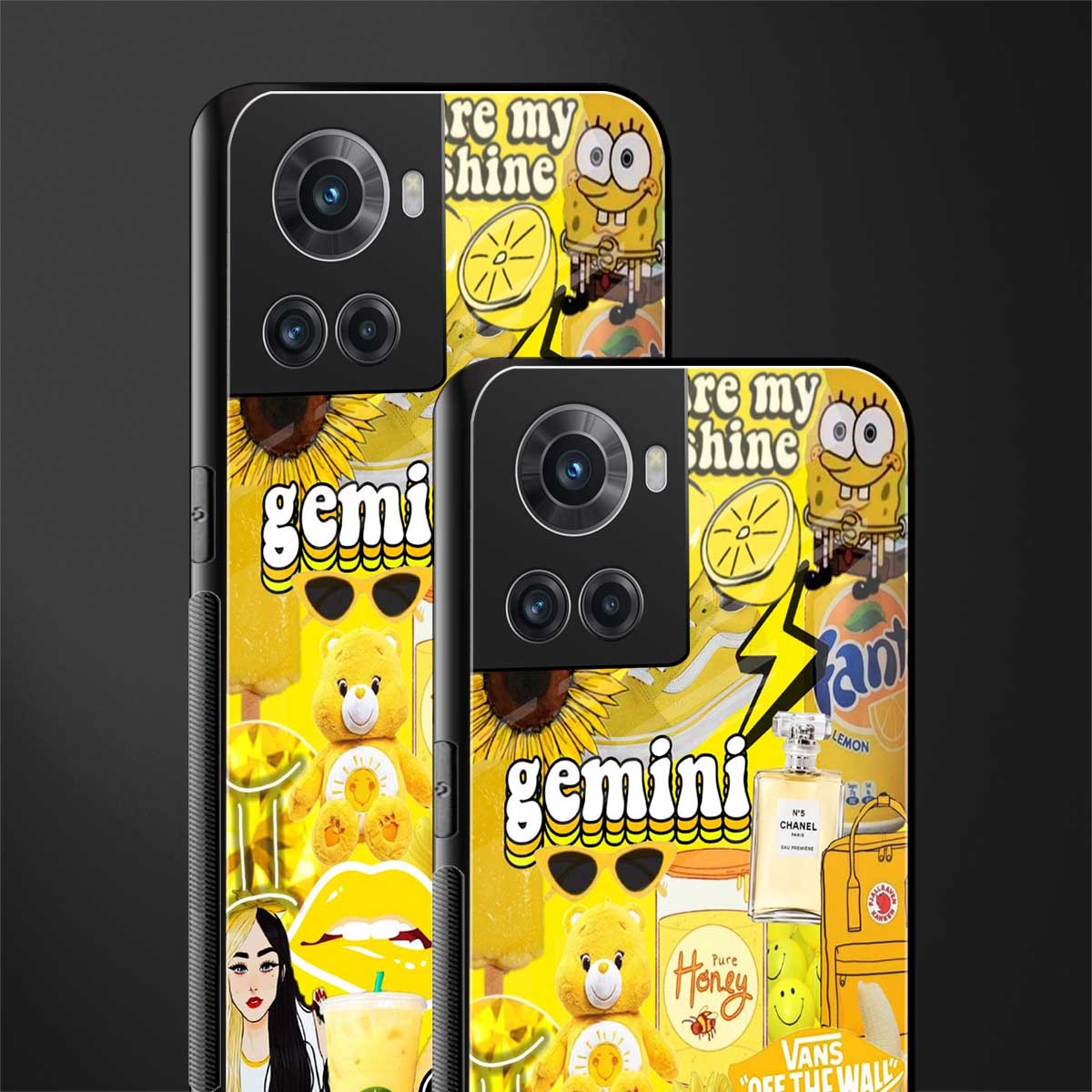 gemini aesthetic collage back phone cover | glass case for oneplus 10r 5g
