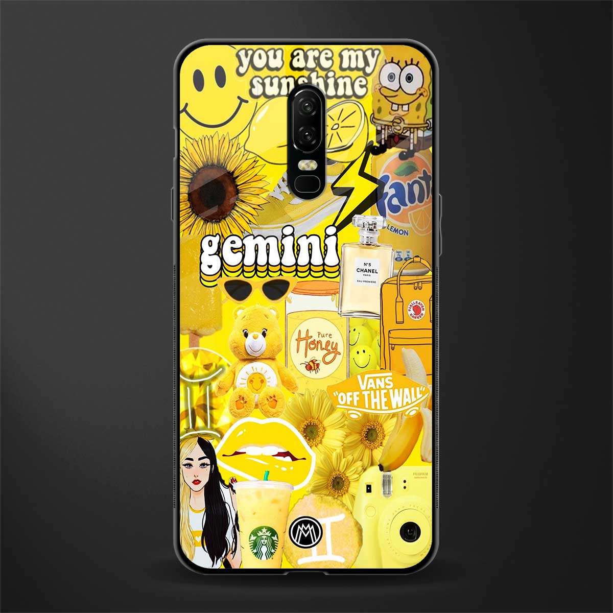 gemini aesthetic collage glass case for oneplus 6 image