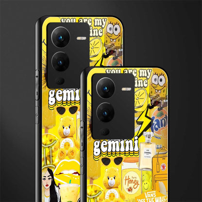 gemini aesthetic collage back phone cover | glass case for vivo v25 pro 5g