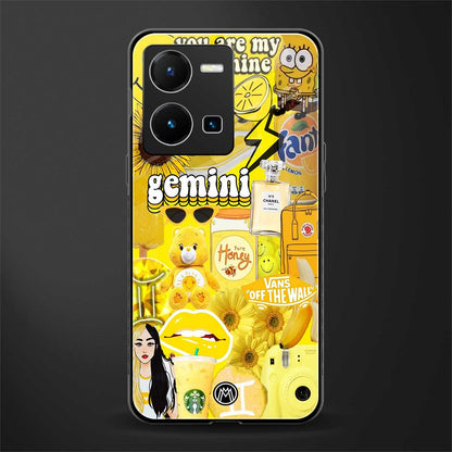 gemini aesthetic collage back phone cover | glass case for vivo y35 4g