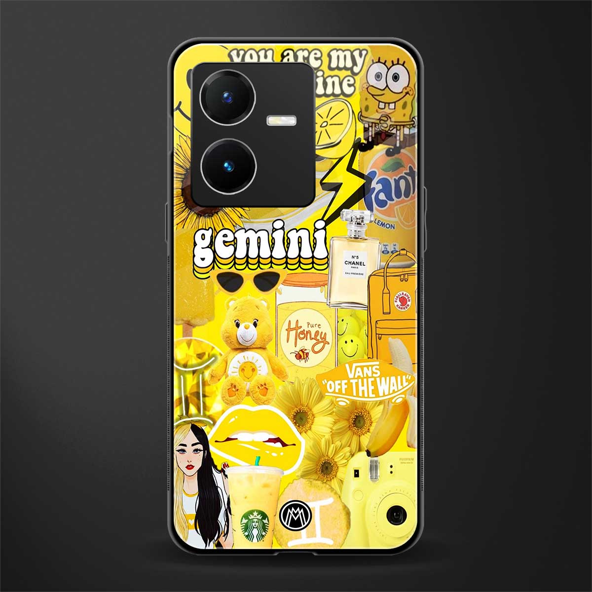 gemini aesthetic collage back phone cover | glass case for vivo y22