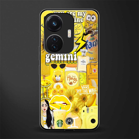 gemini aesthetic collage back phone cover | glass case for vivo t1 44w 4g