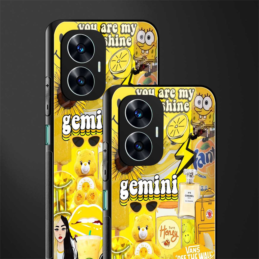 gemini aesthetic collage back phone cover | glass case for realme c55