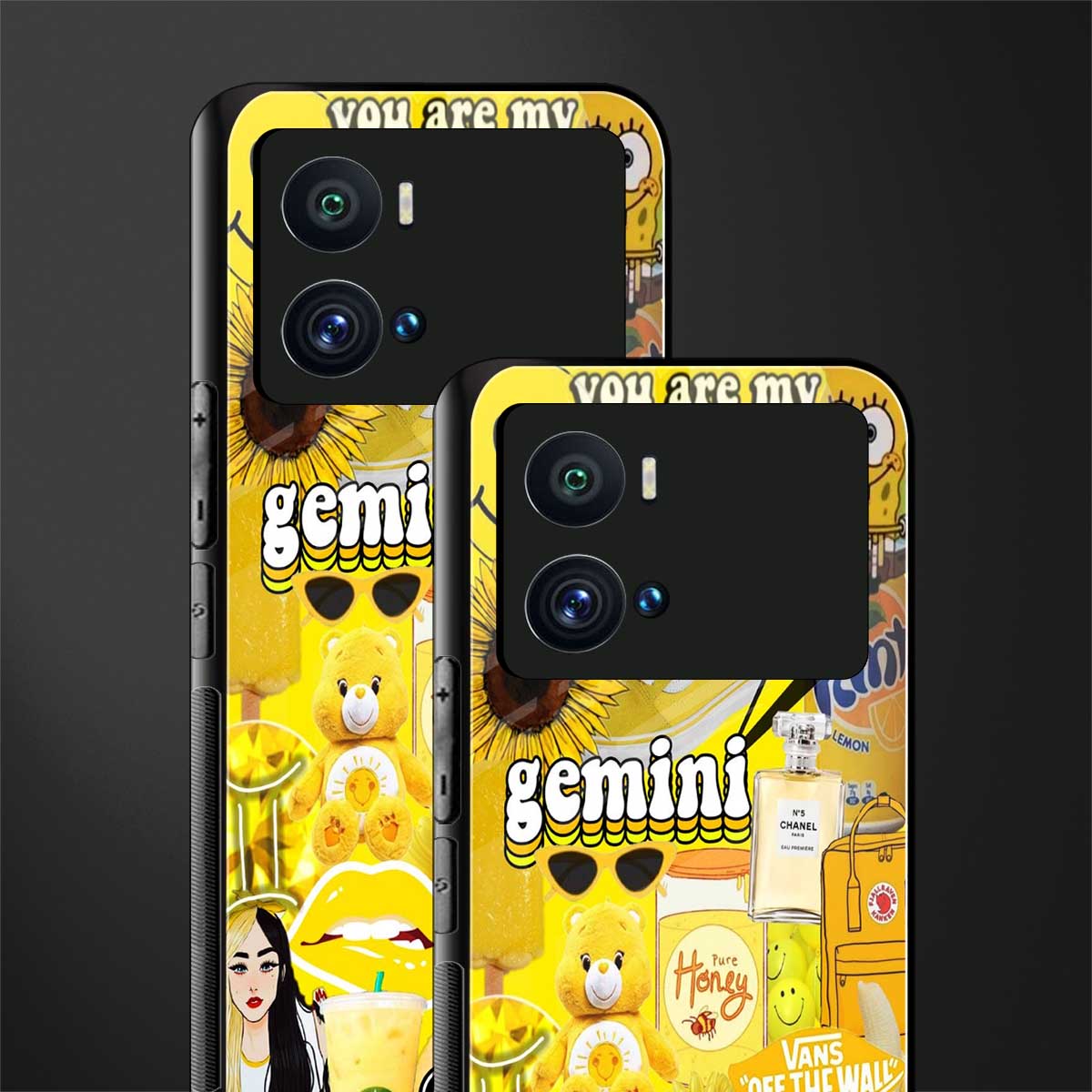 gemini aesthetic collage back phone cover | glass case for iQOO 9 Pro