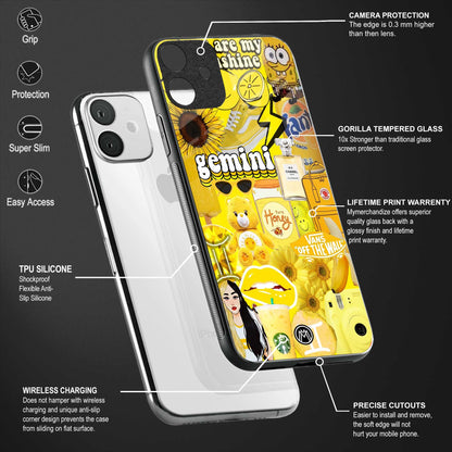 gemini aesthetic collage back phone cover | glass case for vivo y22