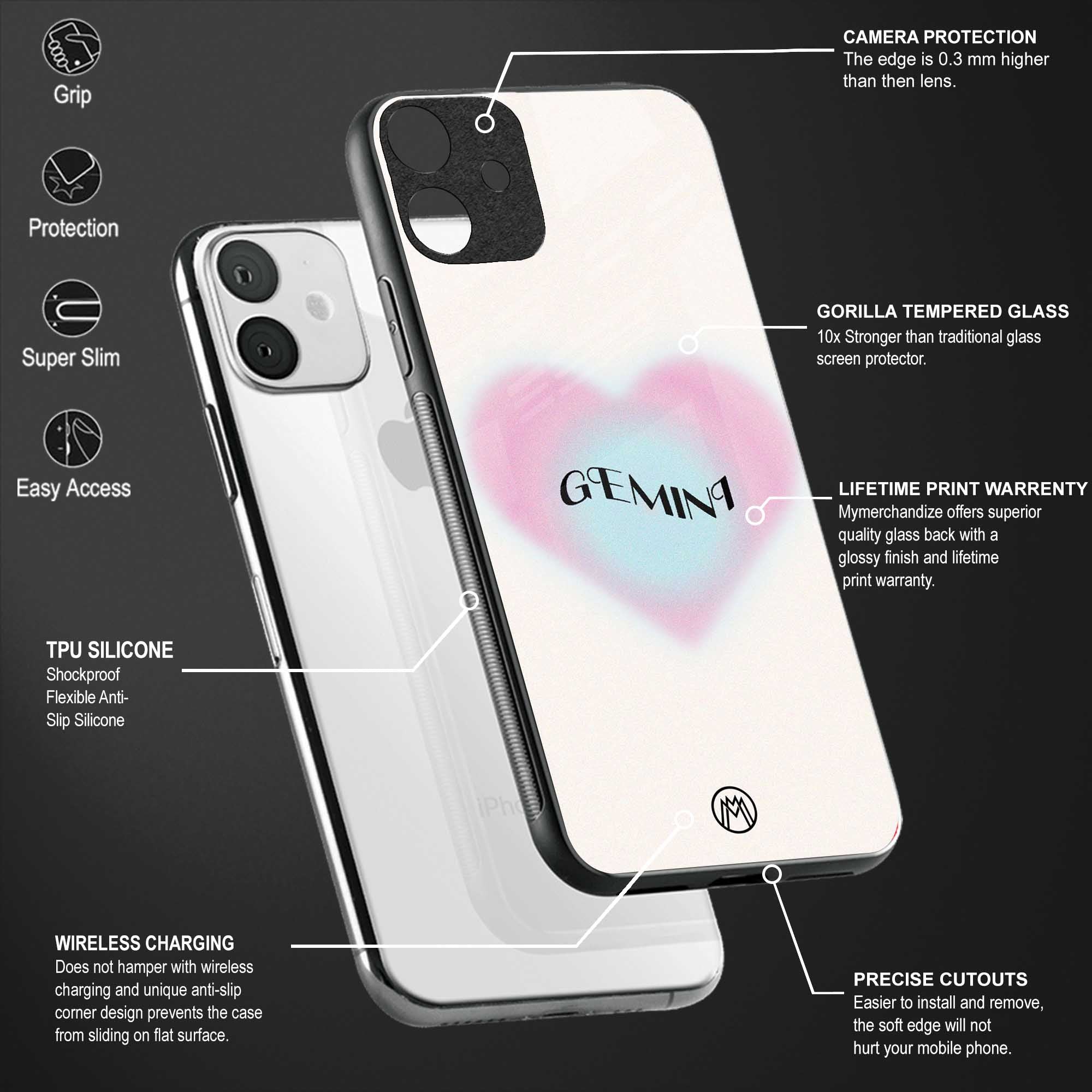 gemini minimalistic back phone cover | glass case for redmi note 11 pro plus 4g/5g