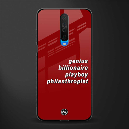 genius billionaire playboy philantrophist glass case for poco x2 image
