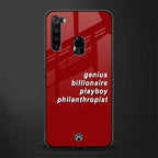 genius billionaire playboy philantrophist glass case for redmi note 8 image