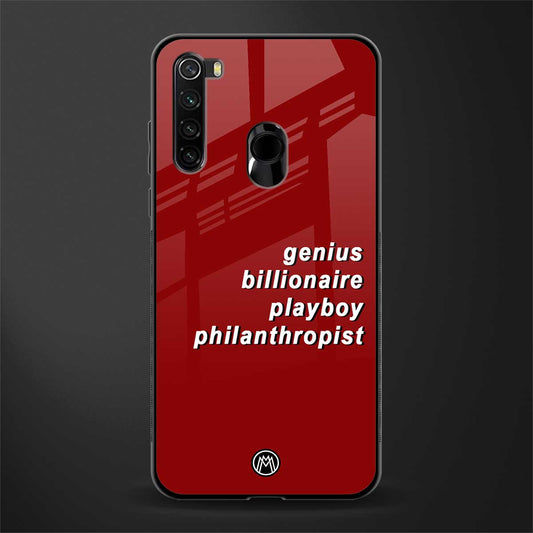 genius billionaire playboy philantrophist glass case for redmi note 8 image