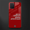 genius billionaire playboy philantrophist glass case for samsung galaxy s10 lite image