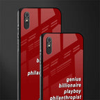 genius billionaire playboy philantrophist glass case for redmi 9a image-2