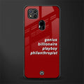 genius billionaire playboy philantrophist glass case for redmi 9c image