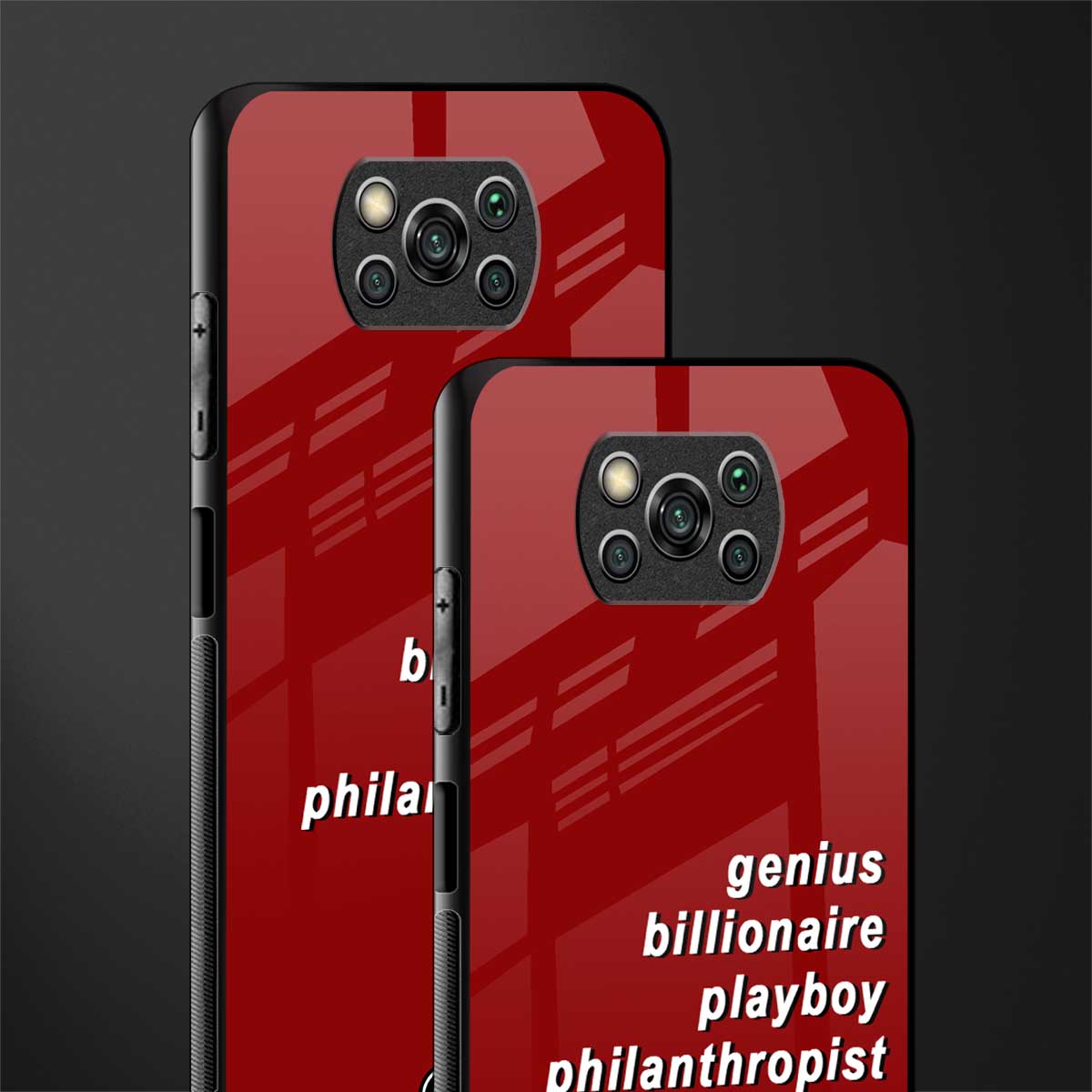 genius billionaire playboy philantrophist glass case for poco x3 image-2