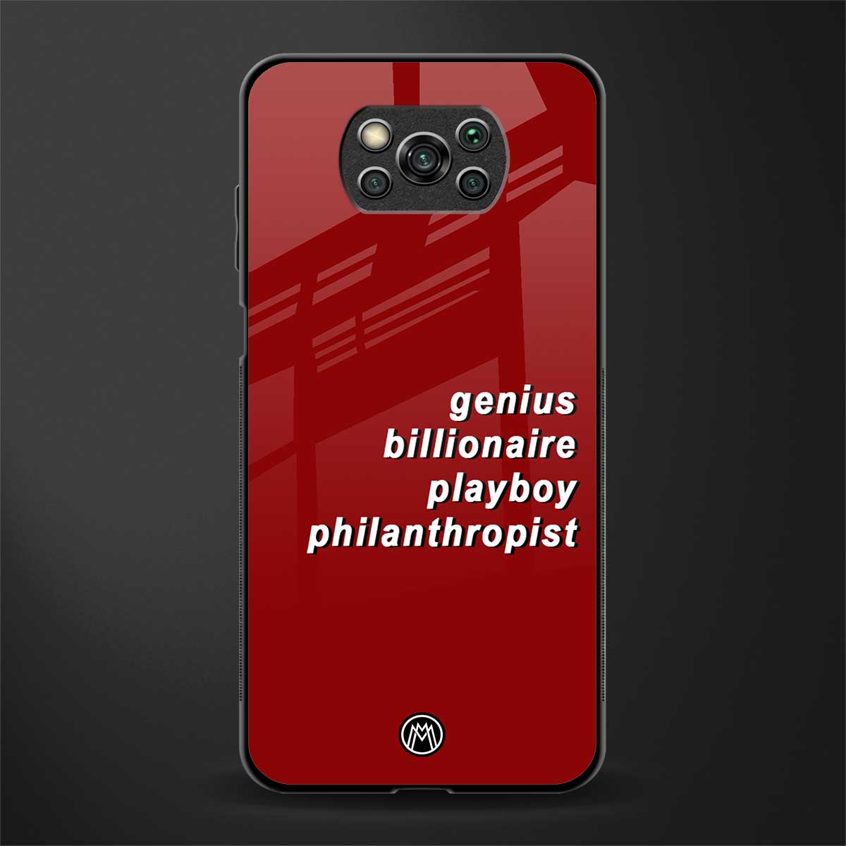 genius billionaire playboy philantrophist glass case for poco x3 image