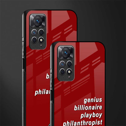 genius billionaire playboy philantrophist back phone cover | glass case for redmi note 11 pro plus 4g/5g