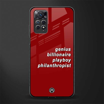 genius billionaire playboy philantrophist back phone cover | glass case for redmi note 11 pro plus 4g/5g