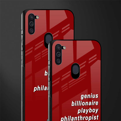 genius billionaire playboy philantrophist glass case for samsung galaxy m11 image-2