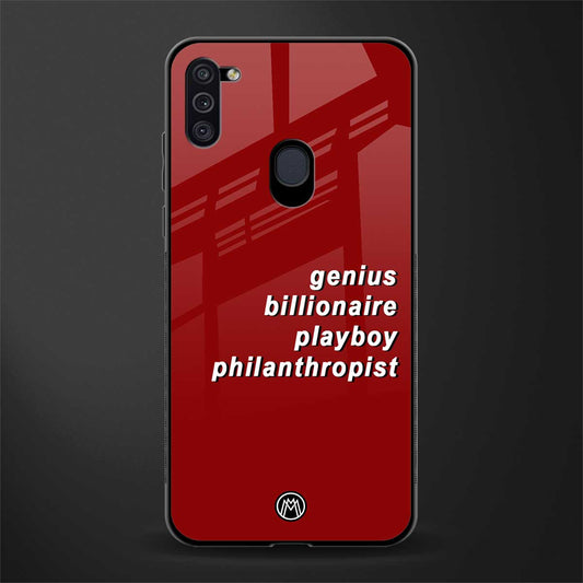 genius billionaire playboy philantrophist glass case for samsung a11 image