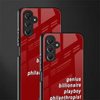 genius billionaire playboy philantrophist back phone cover | glass case for samsun galaxy a24 4g
