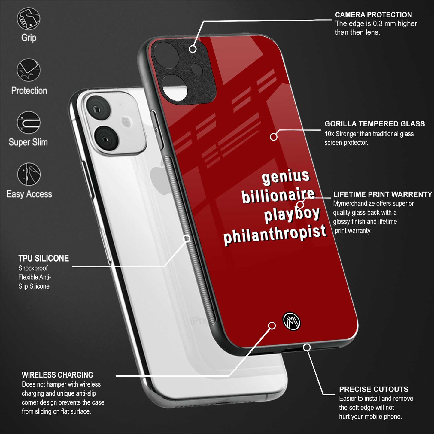 genius billionaire playboy philantrophist back phone cover | glass case for vivo y22