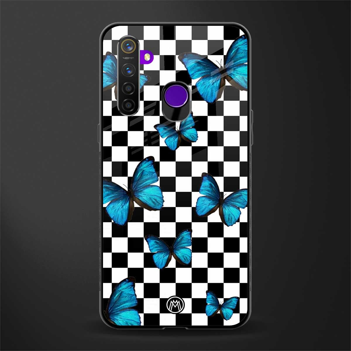 gimme butterflies glass case for realme 5 image