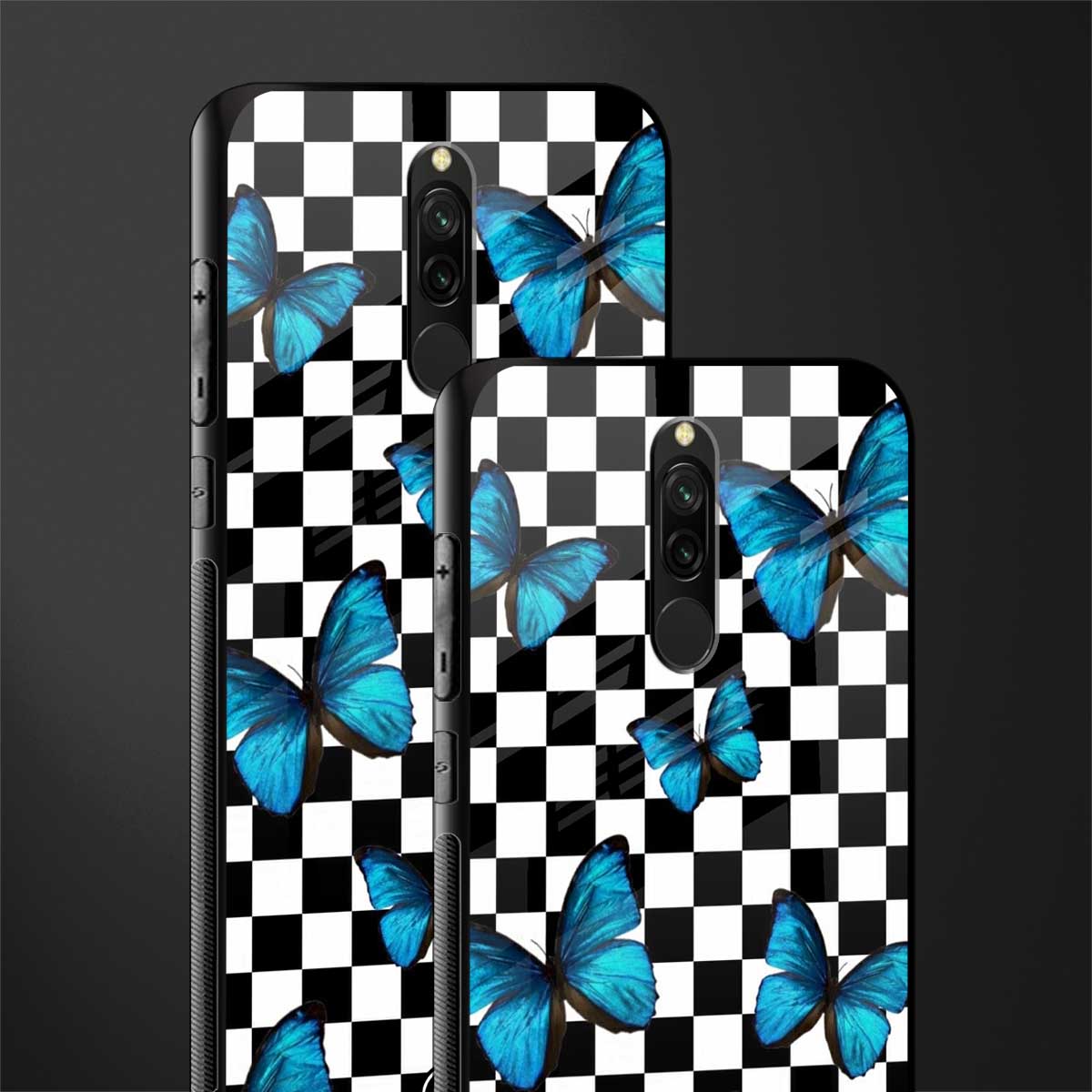 gimme butterflies glass case for redmi 8 image-2