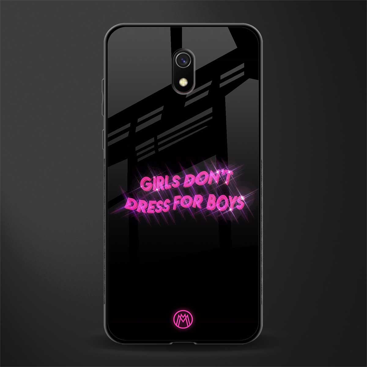 girls don't dress for boys glass case for redmi 8a image