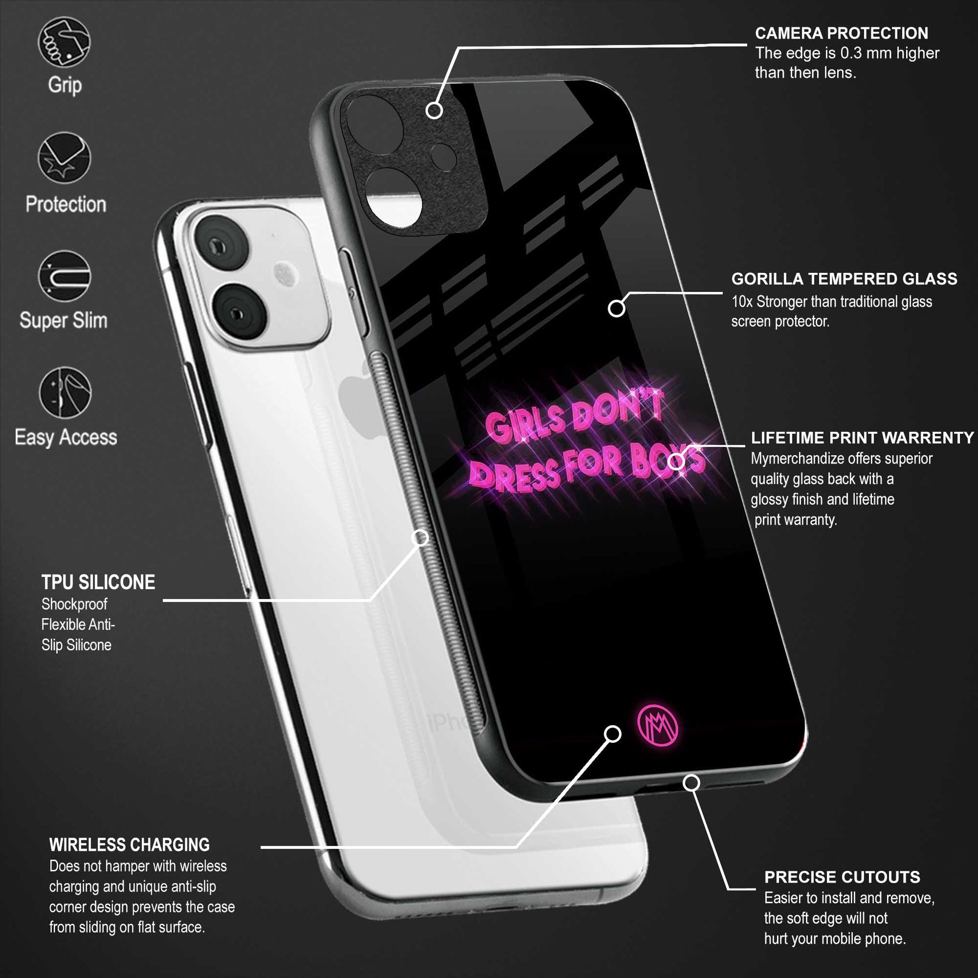 girls don't dress for boys glass case for vivo y50 image-4