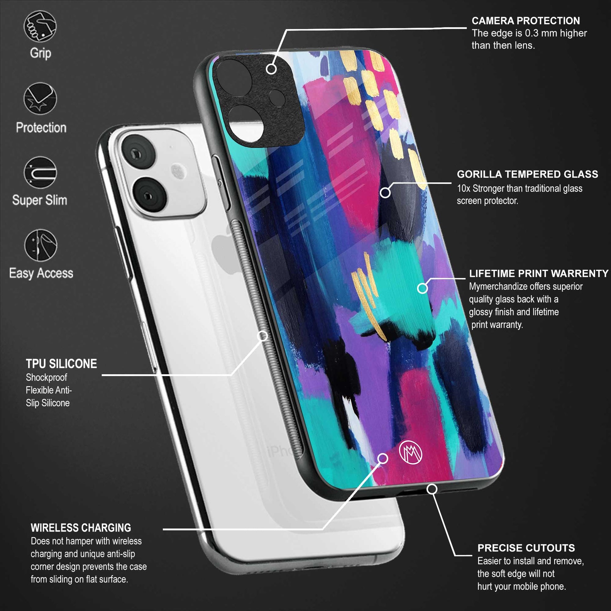glitz back phone cover | glass case for redmi note 11 pro plus 4g/5g