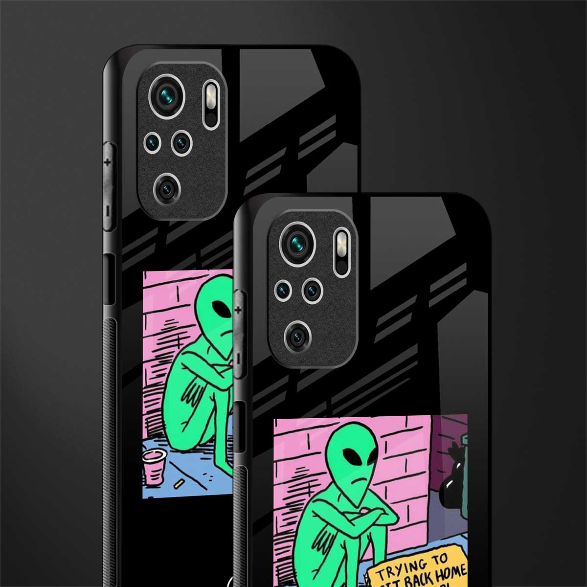 go home alien glass case for redmi note 10 image-2