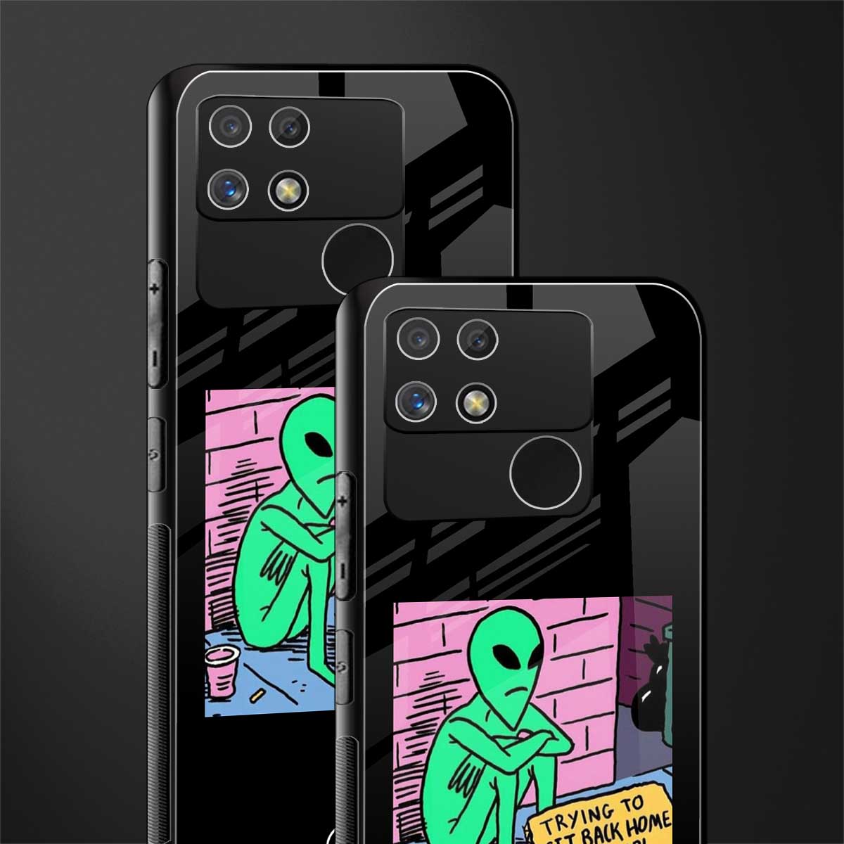 go home alien back phone cover | glass case for realme narzo 50a