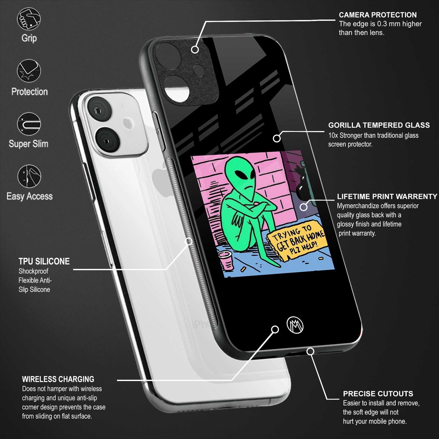 go home alien back phone cover | glass case for samsun galaxy a24 4g