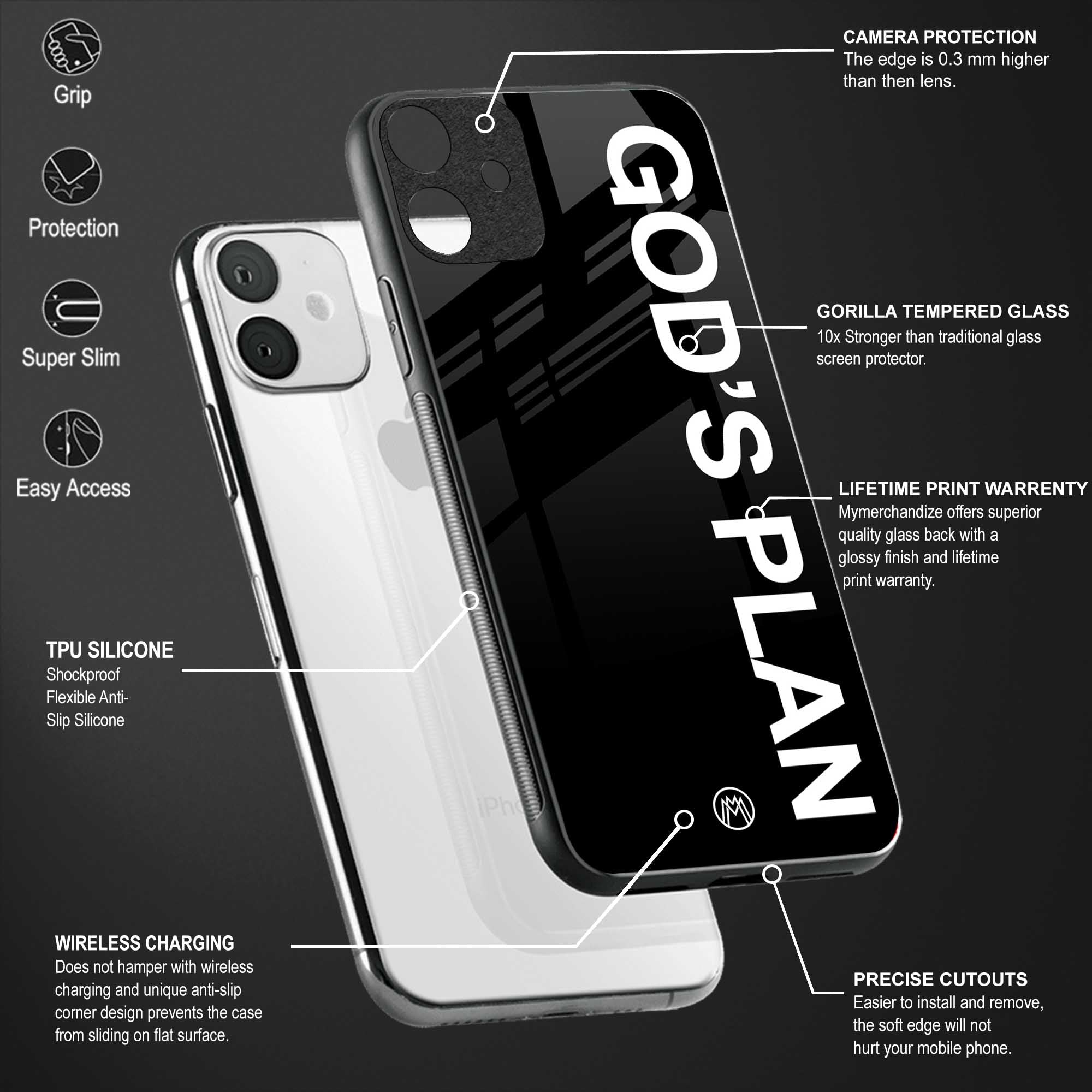 god's plan back phone cover | glass case for redmi note 11 pro plus 4g/5g