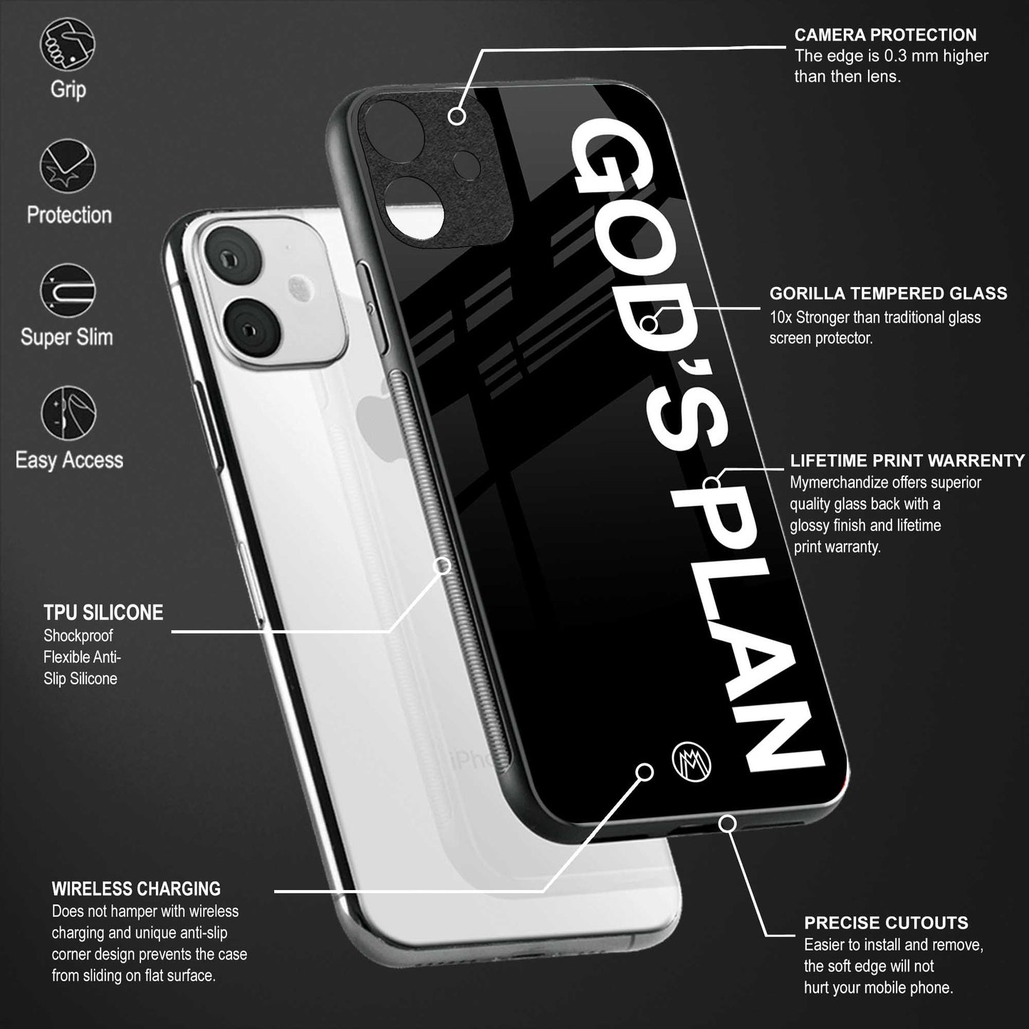 god's plan back phone cover | glass case for vivo y22
