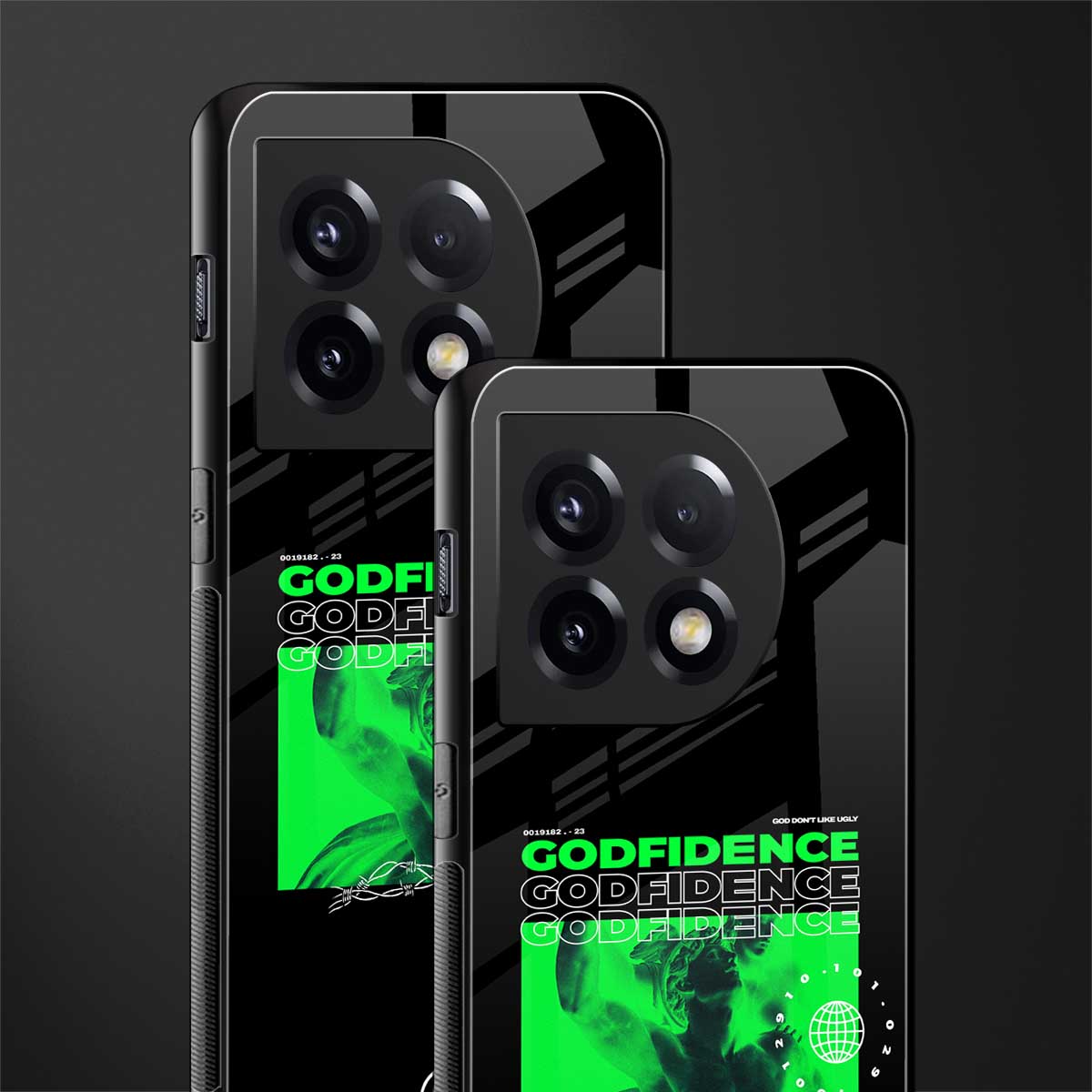 godfidence back phone cover | glass case for oneplus 11