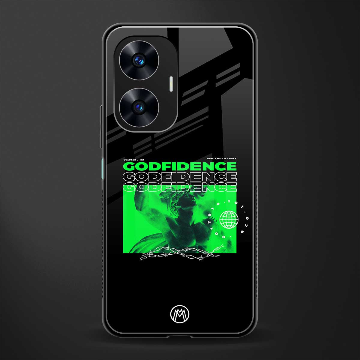 godfidence back phone cover | glass case for realme c55