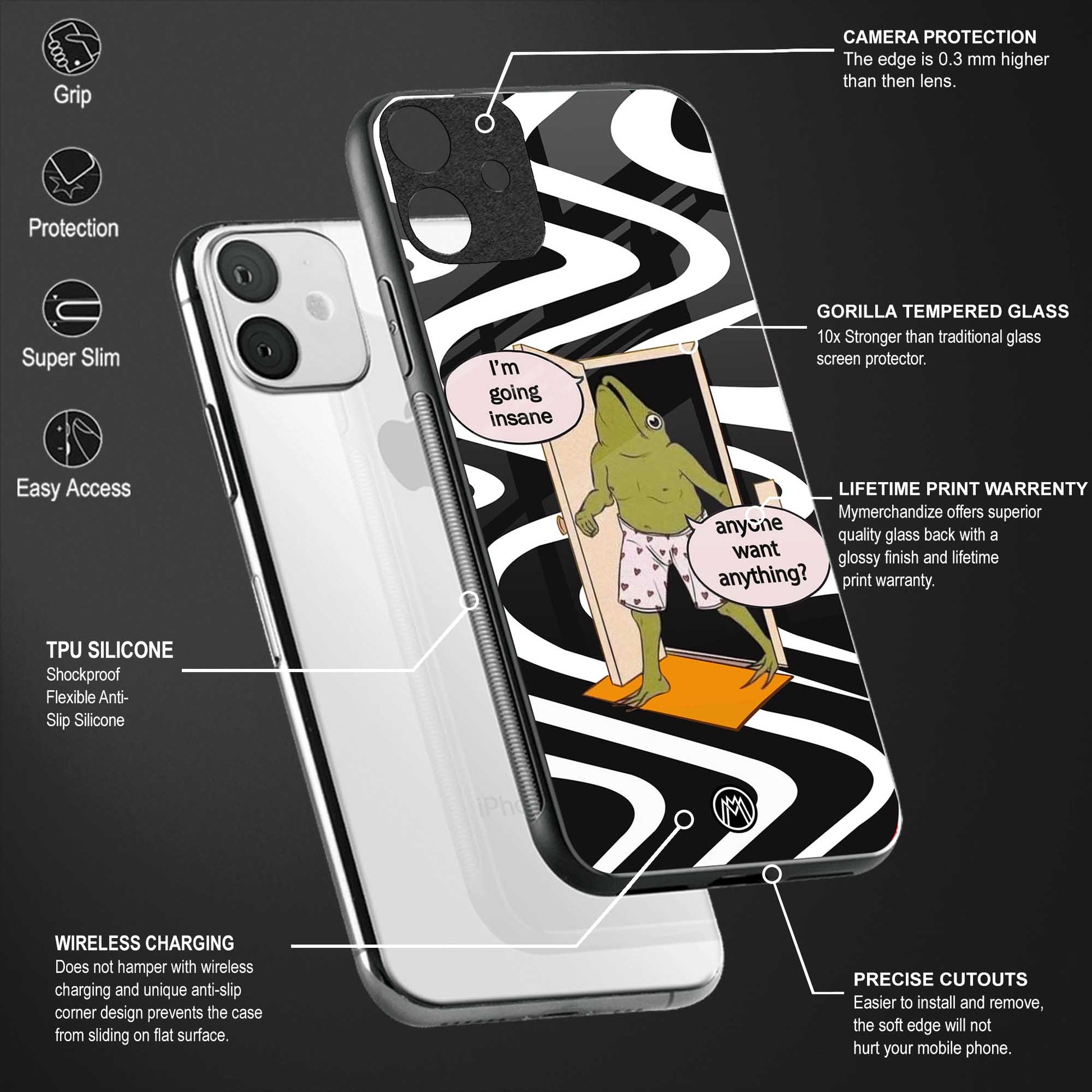 going insane back phone cover | glass case for vivo v25-5g