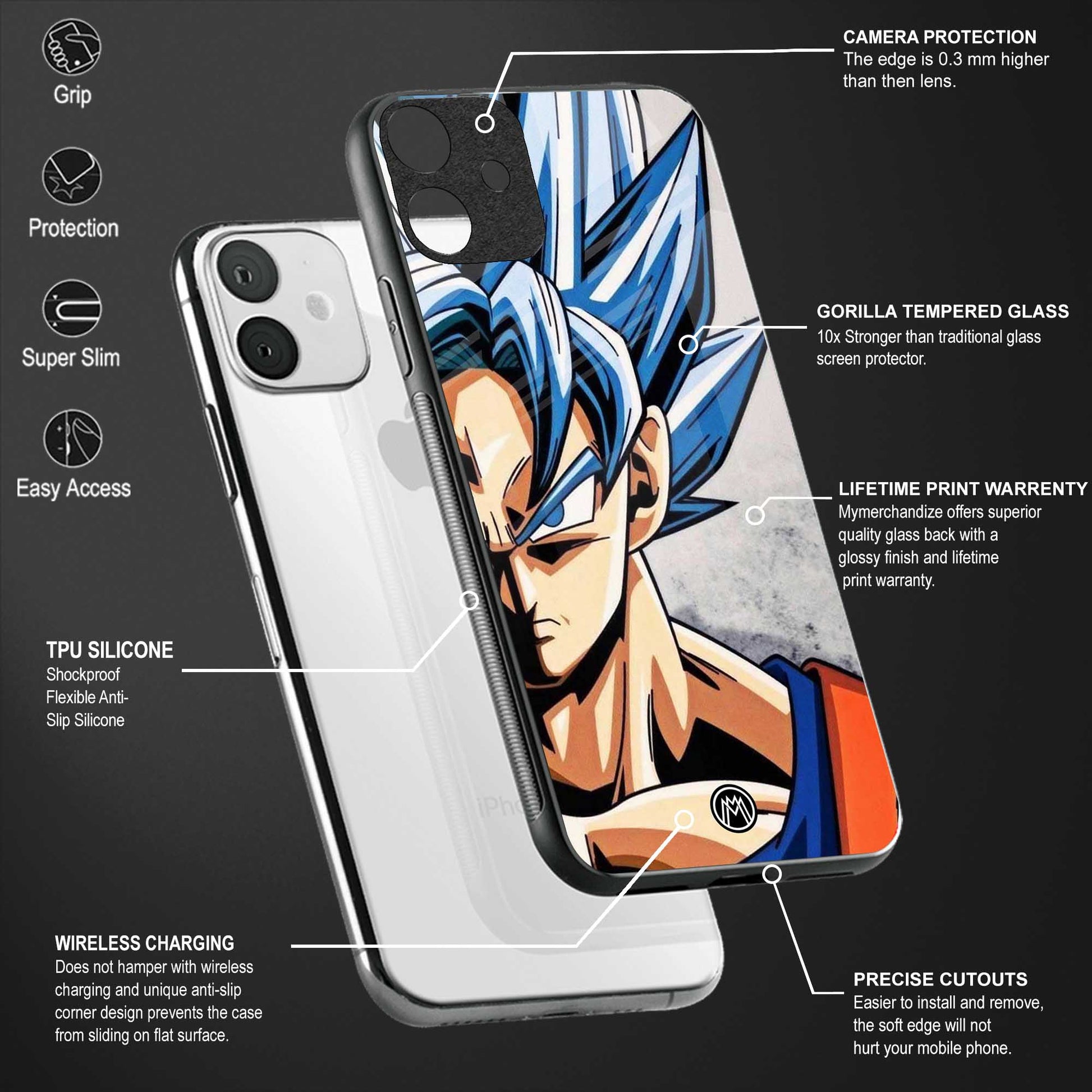 goku dragon ball z anime back phone cover | glass case for redmi note 11 pro plus 4g/5g